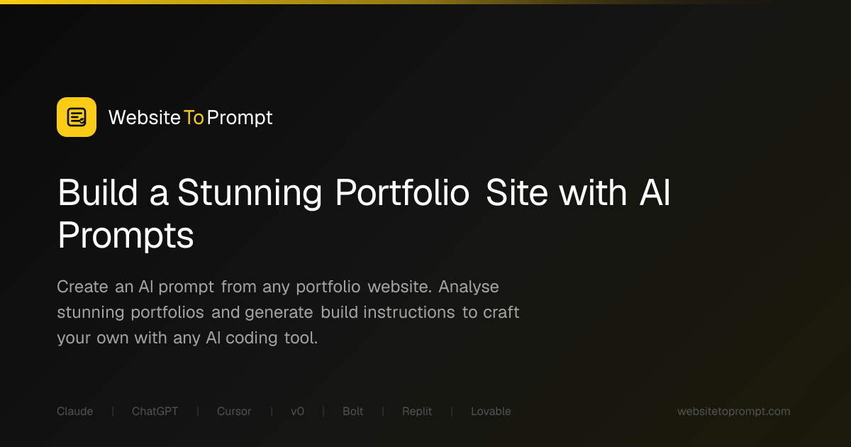 Portfolio Website Prompt Generator | WebsiteToPrompt